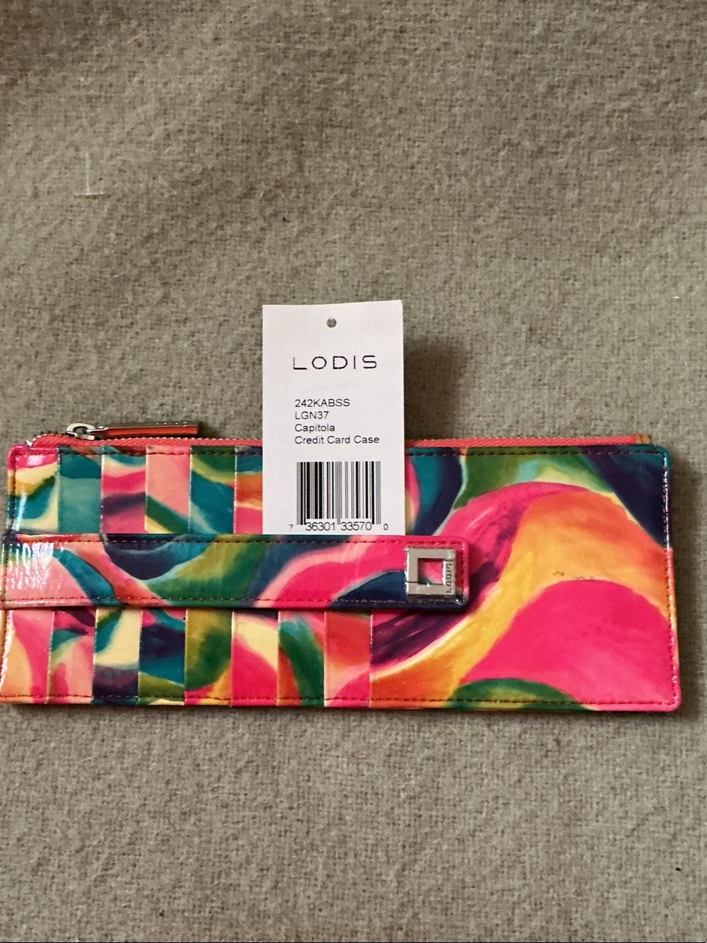 Lodis Colorful Swirl Zip Card Case - Pink, Yellow, Green, Blue